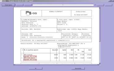 számla tétel megjegyzés nyomtatási kép