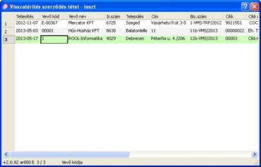 Visszatérítés szerződés tétel - teszt