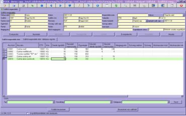 táblázatos rögzítés