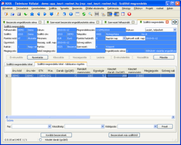 Szállítói megrendelés