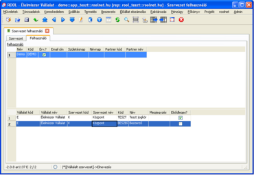 Szervezet felhasználó