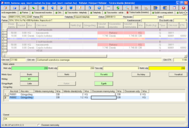 Túra kimérés (kiadás) - göngyöleg csere 1