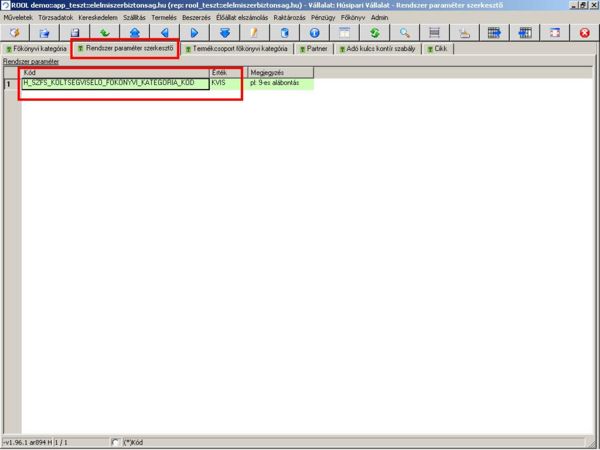 Rendszer paraméter szerkesztő
